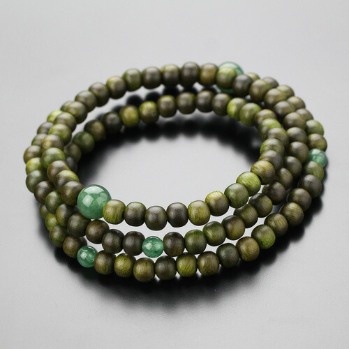 楽天市場】数珠 ブレスレット 108玉 緑檀 茶水晶 3重【数珠