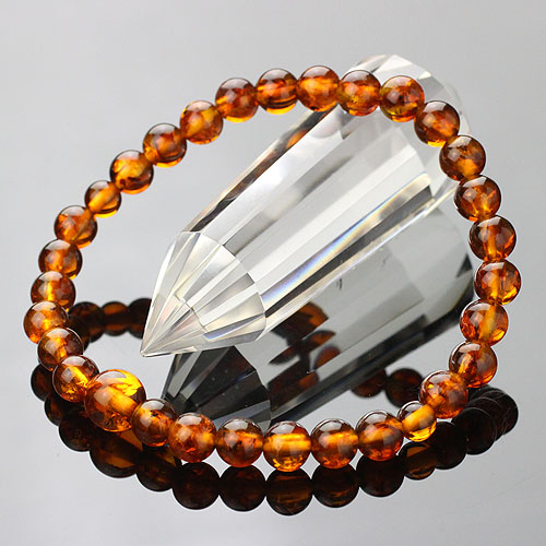 琥珀の数珠ブレスレット　約8mm 玉 20008007007193.jpg