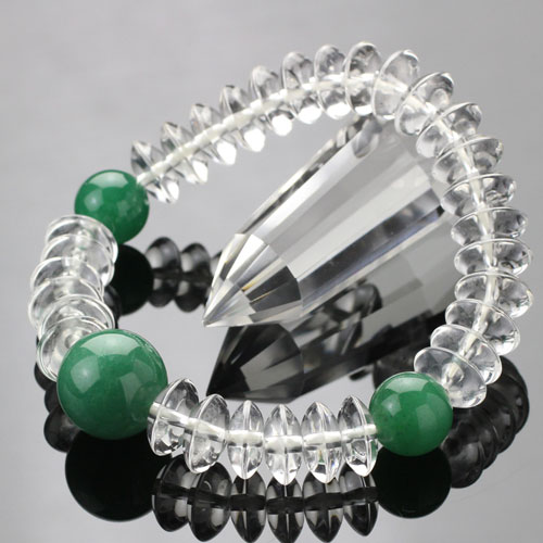 新品未使用　本印度翡翠　数珠　天然石 天然石 本水晶108玉 インド翡翠 印度 ひすい ブレスレット (本式