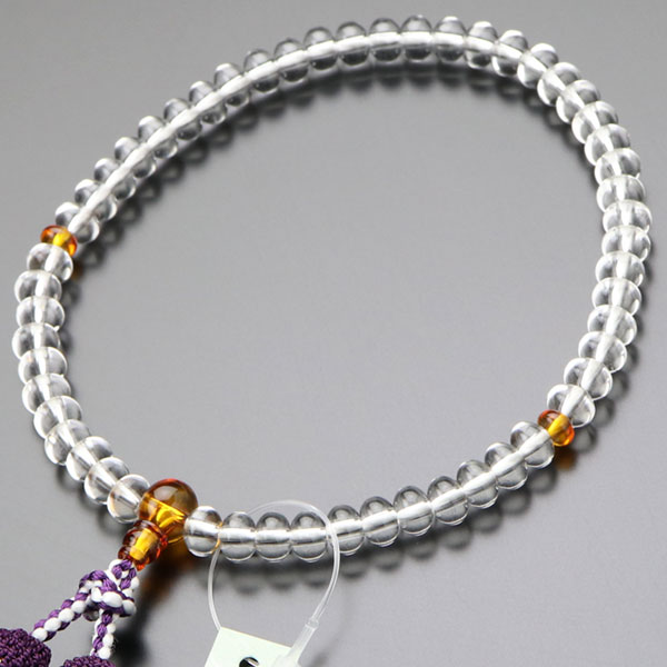 念珠、数珠、片手用　天然琥珀　7ミリ 数珠『透琥珀』数珠 7ミリ玉女性用数珠京念珠（正絹