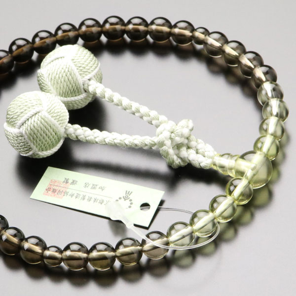 【数珠袋付き】数珠 女性用 約7ミリ 茶水晶/トパーズ グラデーション 正絹2色梵天房【略式数珠 宗派共通 京念珠 京都 天然石 煙水晶 スモーキークォーツ 11月の誕生石 贈り物 ギフト 法事 葬儀 葬式 法要 7mm JIM 102070131】【送料無料】|京都の数珠販売専門店 はな花