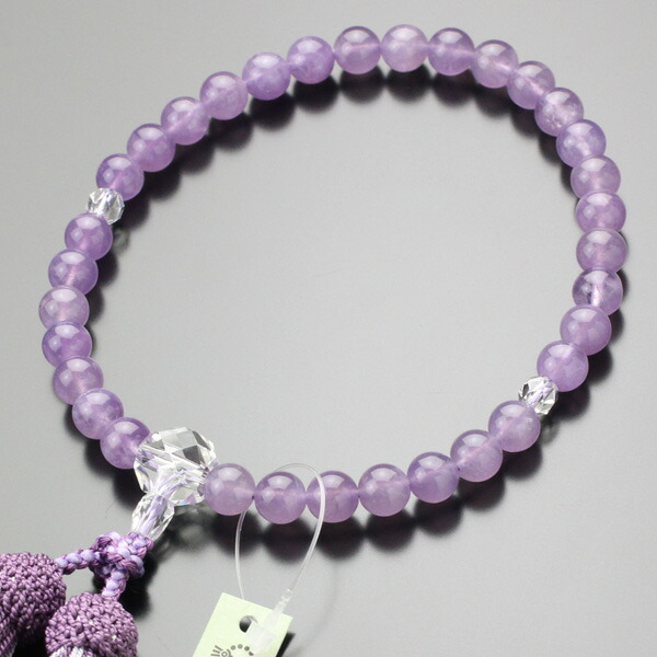 約8ミリ 藤雲石 カット水晶 正絹房