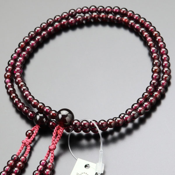 真言宗 数珠 女性用 8寸 ガーネット 正絹2色梵天房【本式数珠 京念珠 京都 108玉 1月の誕生石 柘榴石 振分 八寸 高野山 二連 葬儀 法要 高級数珠 高級品 贈り物 レッド マイ数珠 IM 2000400101527】【数珠袋付き】【送料無料】