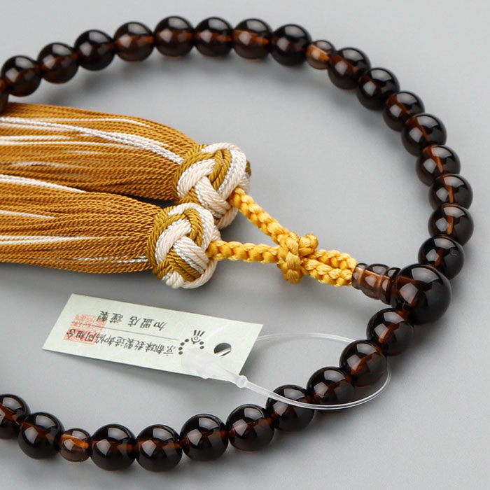 【数珠袋付き】数珠 女性用 約7ミリ 茶水晶 銀花かがり房【略式数珠 京念珠 京都 じゅず スモーキークォーツ 煙水晶 宗派共通 葬儀 葬式 法事 法要 贈り物 ギフト 7mm マイ数珠 RM RJ JIM 2000200403609】【送料無料】