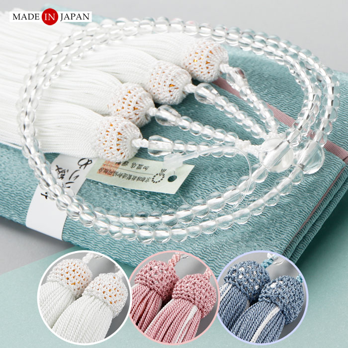 楽天市場】【選べる房色3種】八宗派兼用 数珠 女性用 8寸 本水晶 正絹