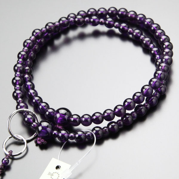 8寸八寸 5a 浄土宗数珠8寸女性用8寸5a 京都紫水晶梵天房 本式数珠京念珠京都2月の誕生石アメジスト八寸二連im 数珠袋付き 送料無料 京都の数珠販売専門店はな花