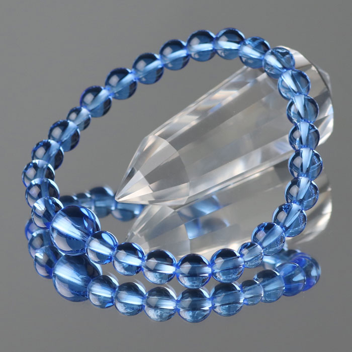 楽天市場】数珠ブレスレット 約6ミリ ブルークォーツ 高級桐箱