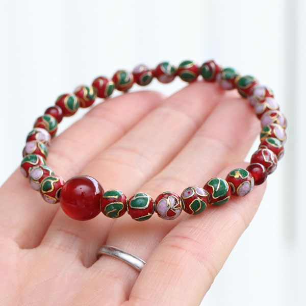 楽天市場】数珠ブレスレット 約6ミリ 七宝焼き（緑） 本水晶