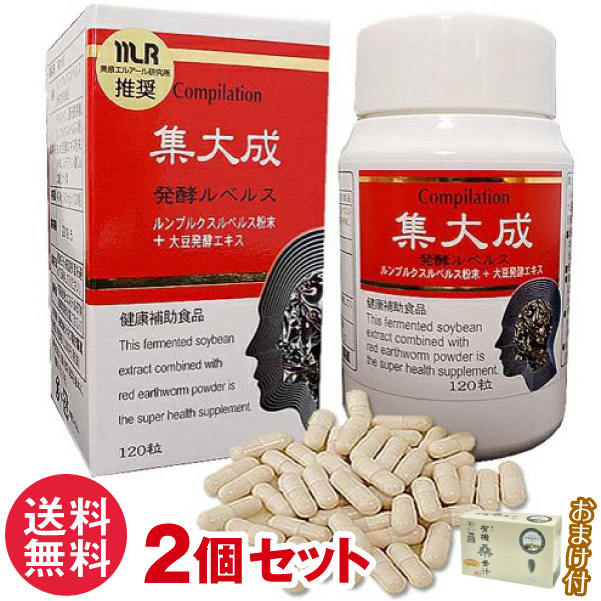 2個セット おまけ付 集大成 発酵ルベルス 120粒 ルンブルクス粉末 大豆発酵エキス サプリメント 送料無料
