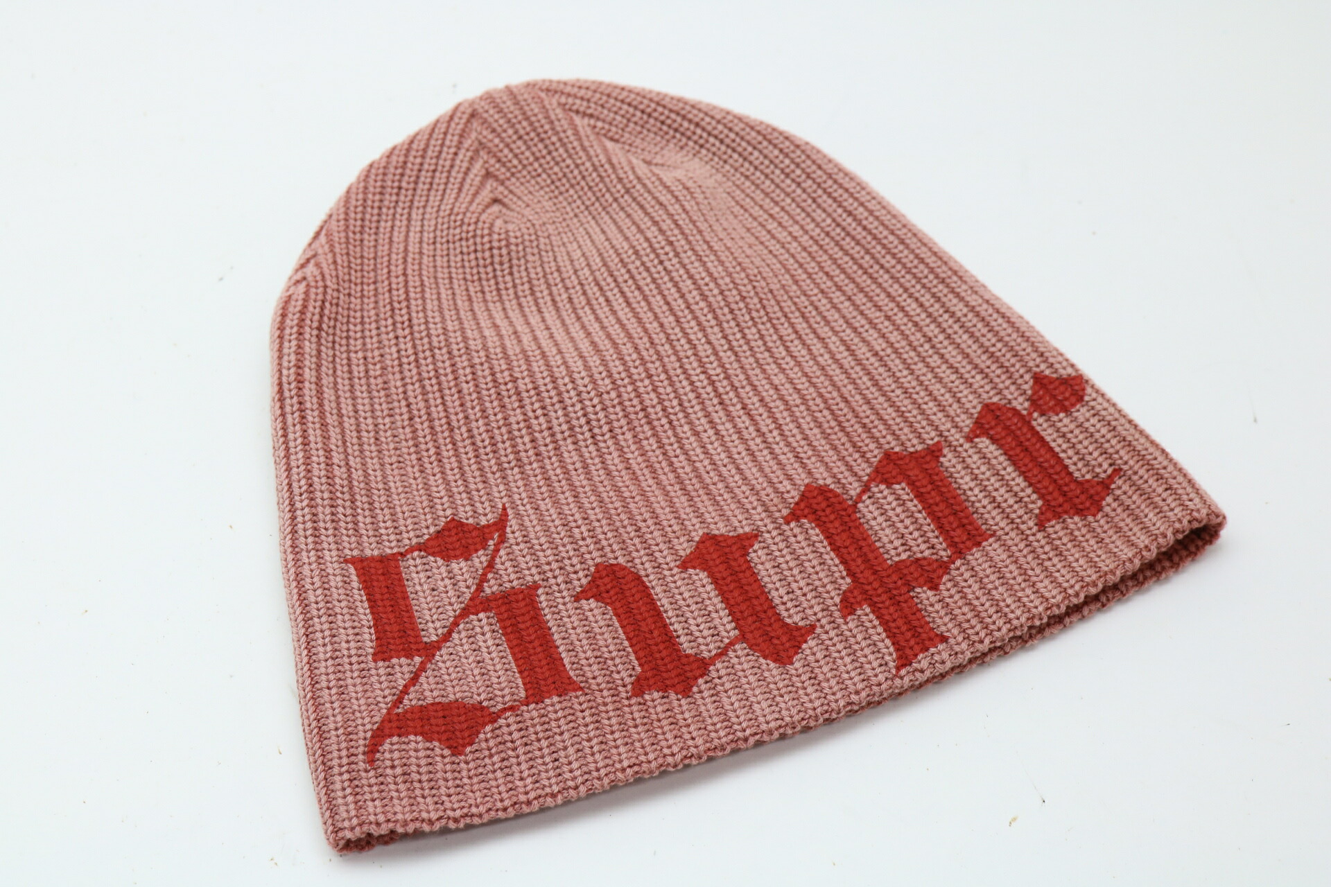 XX6431 Supreme シュプリーム 25SS オールドイングリッシュ ロゴプリント ビーニー ニット帽 オレンジ系 美品