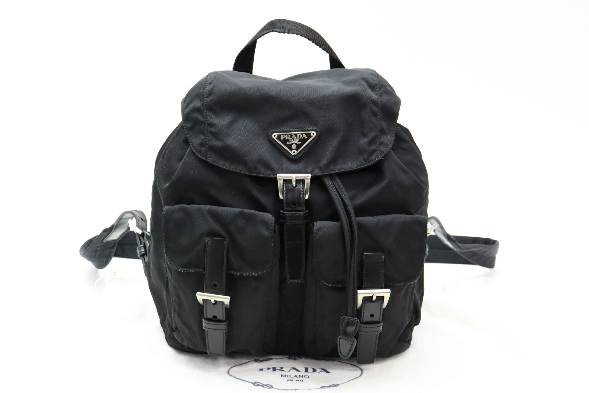 ★XX2878 PRADA プラダ ナイロン ２隠し ３角形ロゴタイプ一皿 背嚢 サック 美品