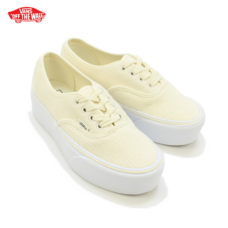 バンズ VANS オーセンティック スタックフォーム リブニット AUTHENTIC STACKFORM RIB KNIT）レディース 厚底 スニーカー Antique White True White vn-0a5kxxaz1