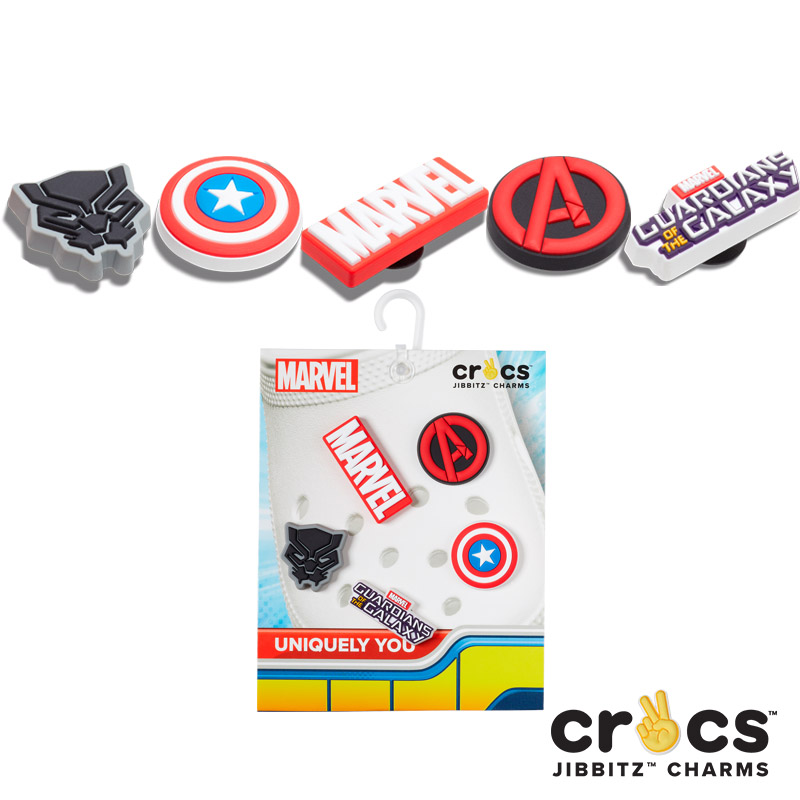 クロックス CROCS ジビッツ jibbitz マーベル 5個パック Marvel 5pk シューズアクセサリー アベンジャーズ キャプテンアメリカ ブラックパンサー [小物] [AA-2]画像