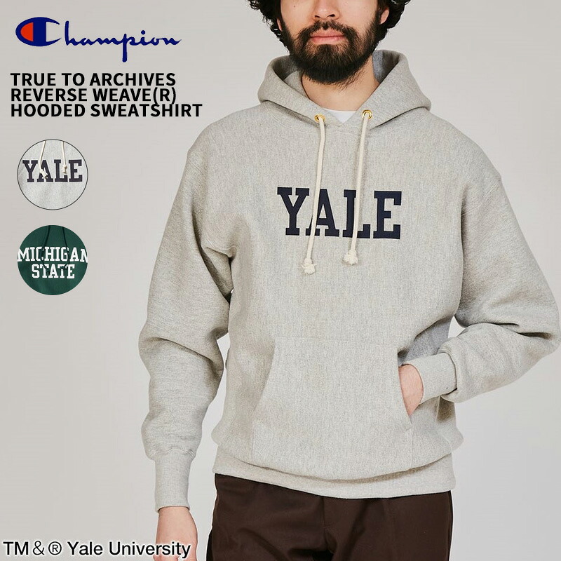 チャンピオン メンズ カレッジパーカー Champion リバースウィーブ(R) フーデッドスウェットシャツ TRUE TO ARCHIVES チャンピオン プリント 長袖 トップス 裏起毛 C3-S122|Neo Globe