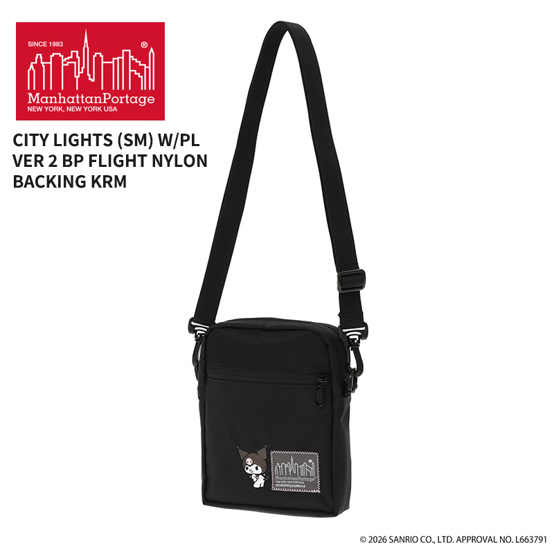 マンハッタンポーテージ クロミ スクエアショルダーバッグ Manhattan Portage CITY LIGHTS (SM) W/PL VER 2 BP FLIGHT NYLON BACKING KRM サンリオコラボ MP1403PL2BPNTWLBKRM|Neo Globe