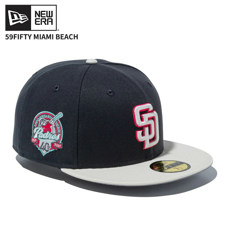 ニューエラ メンズ キャップ レディース 帽子 NEW ERA 59FIFTY Miami Beach サンディエゴ・パドレス グラファイト クロームバイザー 15087756
