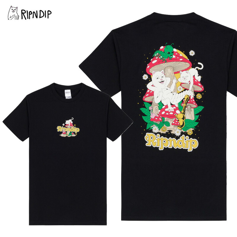 関税込み♪【RIPNDIP】Psychedelic ロゴ ★ 半袖 シャツ RIPNDIP リップンディップ SKULL FACE TEE(ブラック 黒 BLACK