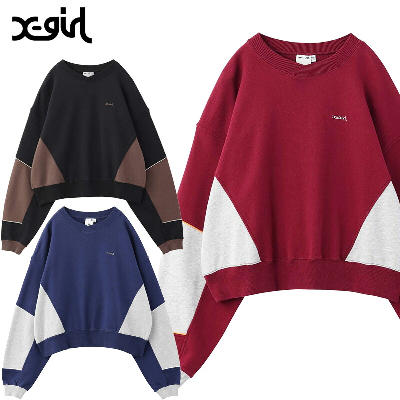 エックスガール X-girl BICOLOR WIDE SWEAT クルーネック スウェット レディース 105224012009
