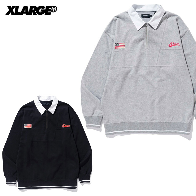 新品XLARGE（エクストララージ）RUGBY ZIP SHIRT（XL） XLARGE 【並行輸入】エクストララージ X-LARGE RUGBY ZIP S
