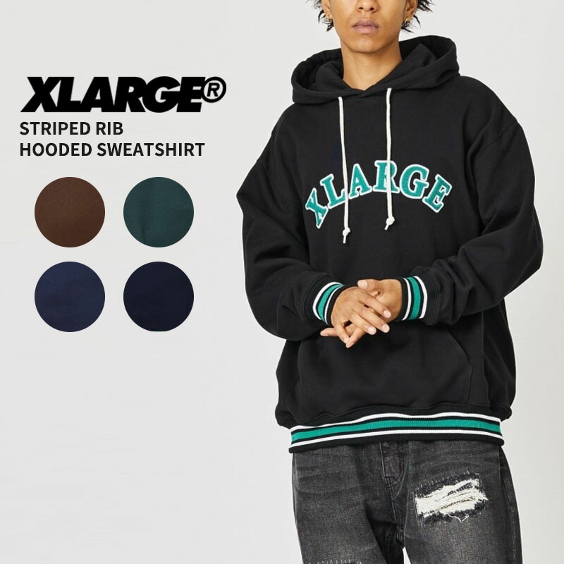 エクストララージ メンズ プリント パーカー XLARGE STRIPED RIB HOODED SWEATSHIRT フーディー パーカー スウェット 101234012006 10,010円