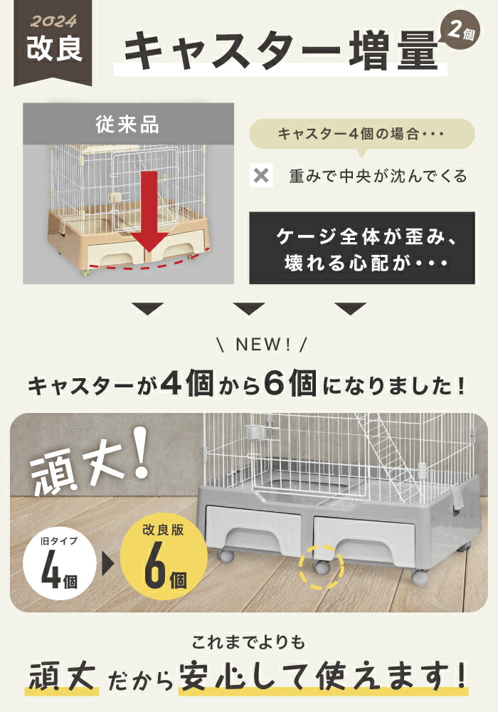 Catページ キャットケージ 1段 ワイドトレー 幅92×奥行62×高さ64c