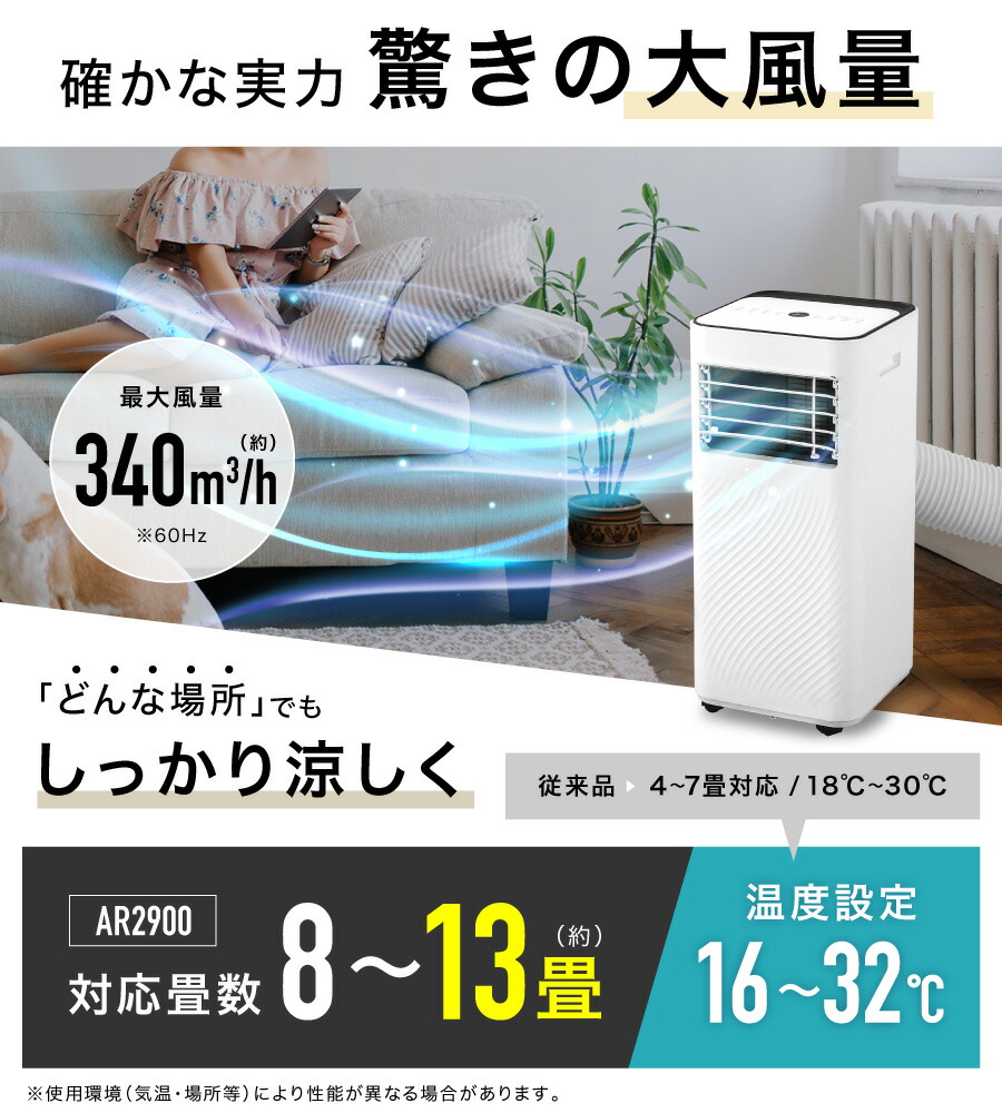 スポットクーラー 4way 8～13畳 温風 冷風 送風 除湿 工事不要