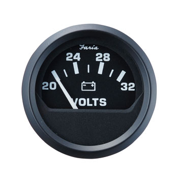 ボルトメーター 24V用 ブラック 20-32V