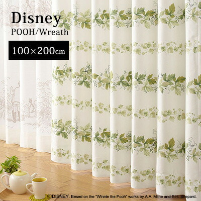 【最大1000円OFFクーポン配布中】【Disney HOME Series】 カーテン ドレープ 1.5倍ヒダ ウォッシャブル 遮光2級 形状記憶 ディズニー 日本製 【Disney zone】 neore / 【プー リース】既製サイズカーテン【（約）幅100×丈200cm】※1枚入り