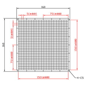【 ガラスキャリブレーションプレート (No.CBG01-150RM) 】反射型、つや消し, 外形160x160mm｜光学製品の専門店　ネオショップ