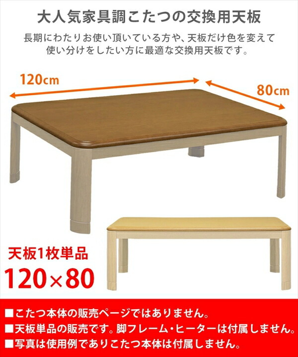 市場 家具調コタツ用天板120x80 天板のみ BR 交換用 NA こたつ天板 長方形 木目調