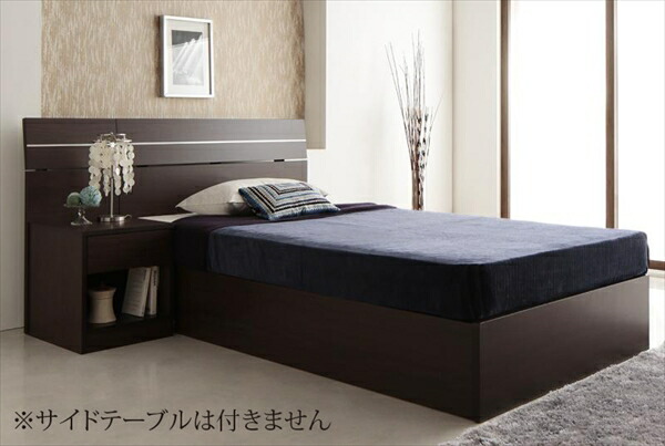 家族で寝られるホテル風モダンデザインベッド Confianza コンフィアンサ 国産ボンネルコイルマットレス付き ダブル ベッドサイドテーブル別売　「大型ベッド 国産フレーム マットレス付き 大容量収納スペース ゆったり 」