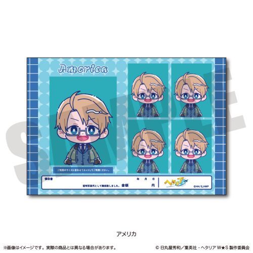 【MENEGI】アニメ 「ヘタリア World★Stars」 にゅ〜とろ 証明写真風ステッカー Vol. 2 D アメリカ【2025年7月発売】[グッズ]画像