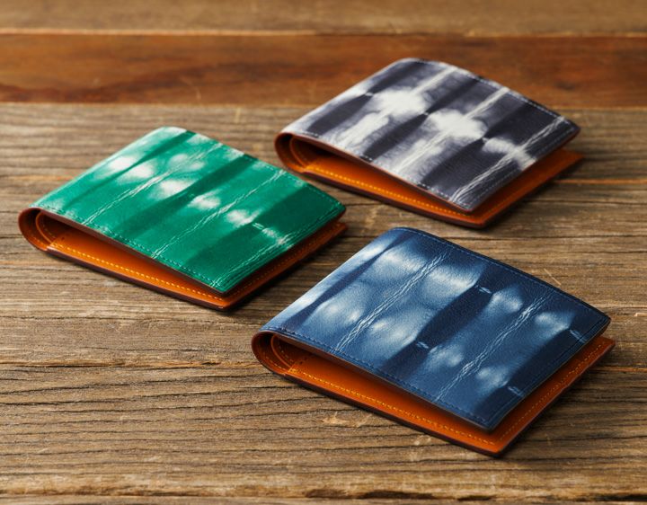 パーリィー 絞り染め二つ折り財布 メンズ オールシーズン 本革 牛革 レザー 天然皮革 絞り染め 小銭入れなし 札入れ2 カード8枚 日本製 国産 高級感 コンパクト 薄い カード たくさん おしゃれ かっこいい ブランド PARLEY ネイビー/グリーン/グレー sb-04 無料ギフト包装｜NEP ネップ メンズ館