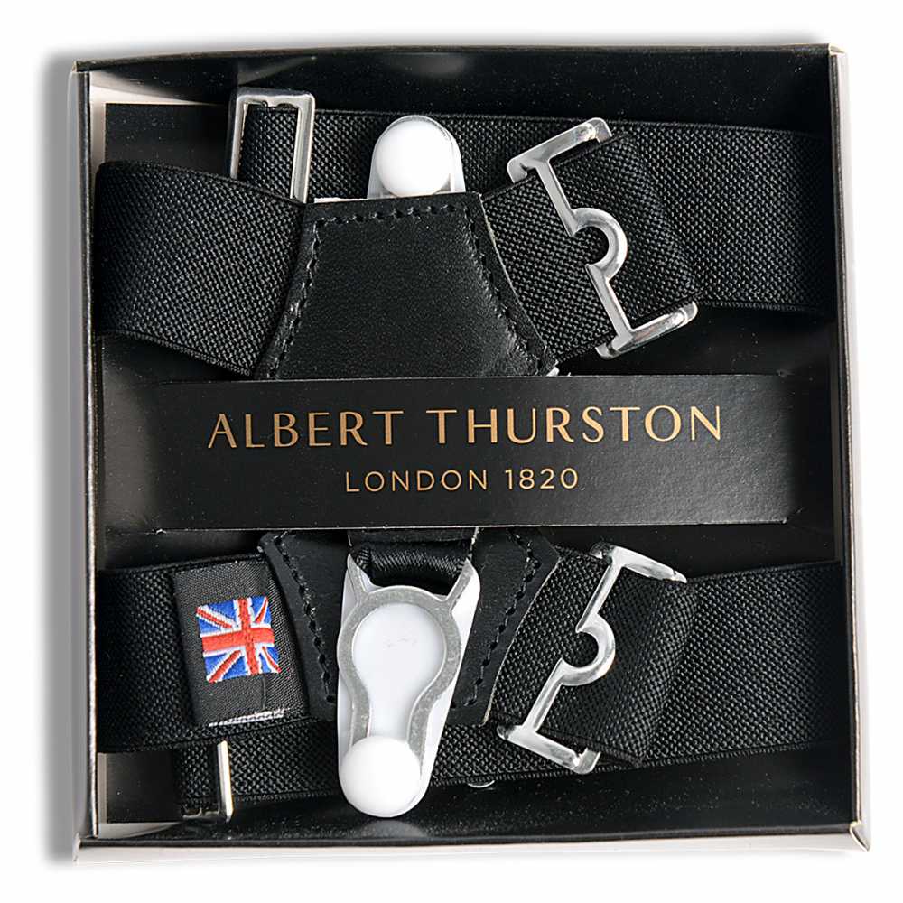 ALBERT THURSTON アルバートサーストン サスペンダー ソックスガーター 靴下 滑り止め フック式 クリップ メンズ 英国産 イギリス ブランド 結婚式 冠婚葬祭 礼装 パーティー フォーマル シンプル ビジネス カジュアル おしゃれ かっこいい ブラック yama-at-sg|NEP ネップ メンズ館