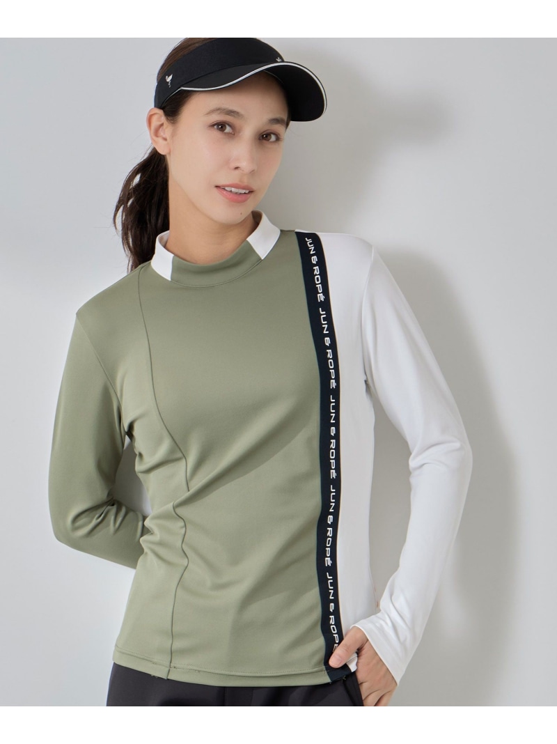 ベアスムース 配色ラインプルオーバー JUN&ROPE' ジュンアンドロペ トップス カットソー・Tシャツ グレー グリーン【送料無料】[ Fashion]｜JUN＆ROPE