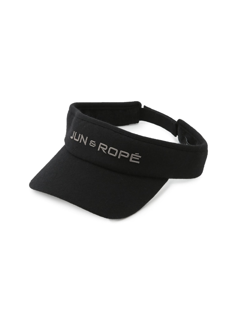 ウールナイロンロゴ入りバイザー JUN&ROPE' ジュンアンドロペ 帽子 サンバイザー グレー ブラック【送料無料】[ Fashion]