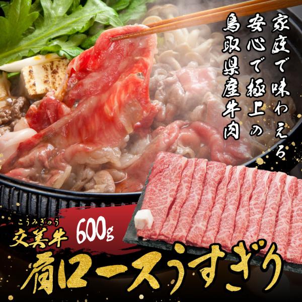 牛肉 交美牛 肩ロース うすぎり 600g 鉄板焼き 焼肉 BQQ バーベキュー 牛丼 すきやき 国産 鳥取県産 オリジナルブランド ギフト 送料無料(北海道・沖縄以外)