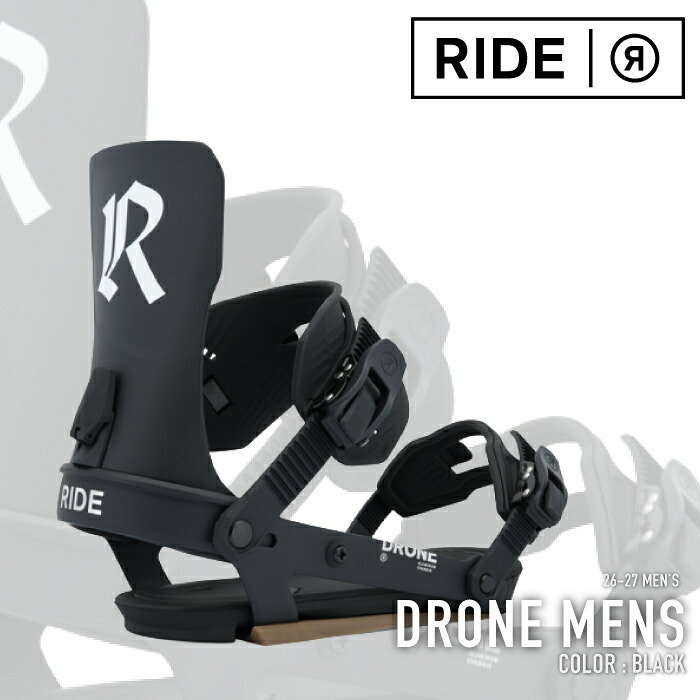 レビューでクーポン★[日本正規品] スノーボード ビンディング ライド RIDE DRONE MENS Black ドローン バインディング メンズ 26-27｜Ne.S.T