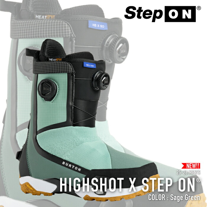 レビューでクーポン★[日本正規品] スノーボード ブーツ バートン BURTON MEN'S HIGHSHOT X STEP ON WIDE Sage Green ハイショット エックス ステップオン メンズ 25-26｜Ne.S.T