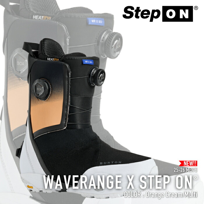 レビューでクーポン★[日本正規品] スノーボード ブーツ バートン BURTON MEN'S WAVERANGE X STEP ON WIDE Orange Cream Multi ウェーブレンジ エックス ステップオン メンズ 25-26｜Ne.S.T