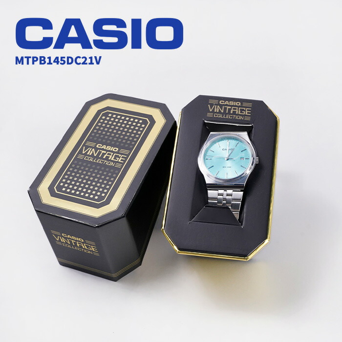 カシオ　ターコイズブルー　CASIO MTP-B145D-2A1VEF Casio MTP-B145D-2A1VEF Collection Blue Dial Stainless Steel