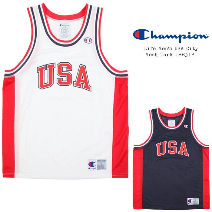 楽天市場 完売間近 アウトレット品 チャンピオン メッシュタンク Champion Life Men S Usa City Mesh Tank T8831p バスケットシャツ ユニフォーム 大きいサイズ メンズ 男性 Sale セール ホワイト ブルー Ds Y Ne S T