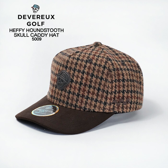 レビューでクーポン★デヴァローゴルフ 帽子 キャップ Devereux Golf HEFFY HOUNDSTOOTH SKULL CADDY HAT 5009 ハウンドトゥース スカルキャンディハット 千鳥格子 ドクロ ヘッドウェア ゴルフ ゴルフウェア メンズ 男性