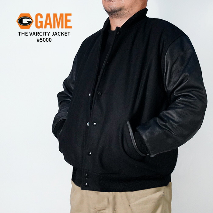 GAME sportswear スタジャン オールブラック　無地　黒　USA製 GAME Sportswear（ゲームスポーツウェア）の通販｜RAWDRIP