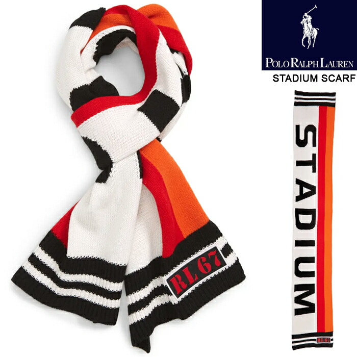 ポロ ラルフローレン マフラー スカーフ Polo Ralph Lauren Stadium Scarf Ps0045 ロゴ 総柄 誕生日プレゼント ラッピング 秋冬 ホワイト オレンジ 祝 10周年 12時迄の注文 即日発送 オーセンティックなビンテージロゴマフラー Sneakybox Studios Com