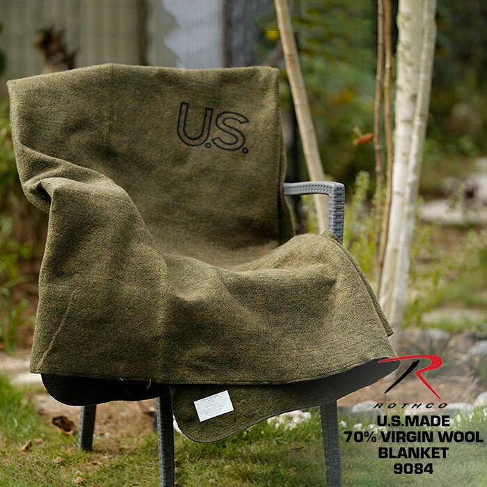 レビューでクーポン★ロスコ ブランケット ROTHCO U.S.MADE 70% VIRGIN WOOL BLANKET 9084 Olive Drab オリーブ 緑 グリーン ラグ 毛布 防寒 テント タープ ミリタリー アウトドア キャンプ ソロキャン ツーリング
