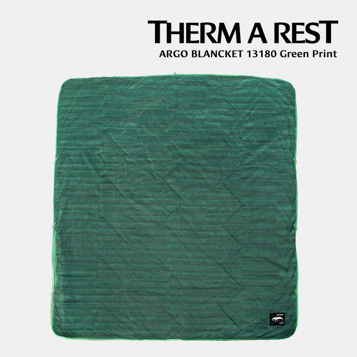 レビューでクーポン★サーマレスト ブランケット 毛布 THERM-A-REST ARGO BLANCKET アルゴ 13180 Green Print グリーンプリント 軽量 183cm×198cm 2人用 thermarest コンパクト ソロキャン ブッシュクラフト ツーリング 車中泊 キャンプ アウトドア レジャー