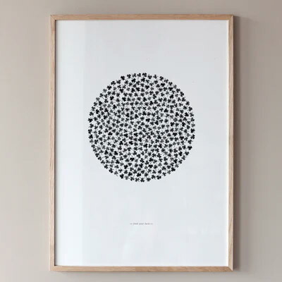 【小大いさが加わりました】Coco Lapine Design 貼り出し FIND YOUR LUCK 30x40糎 50x70糎 北欧 今めかしい 室内装飾 室内装飾雑貨 モノクロ ココラパン ココラパンデザイン 芸術 芸術貼り出し 30 40 50 70 クローバー 絵図 絵 飾りもの 今めかしい nest ベルギー ＦＲＧ