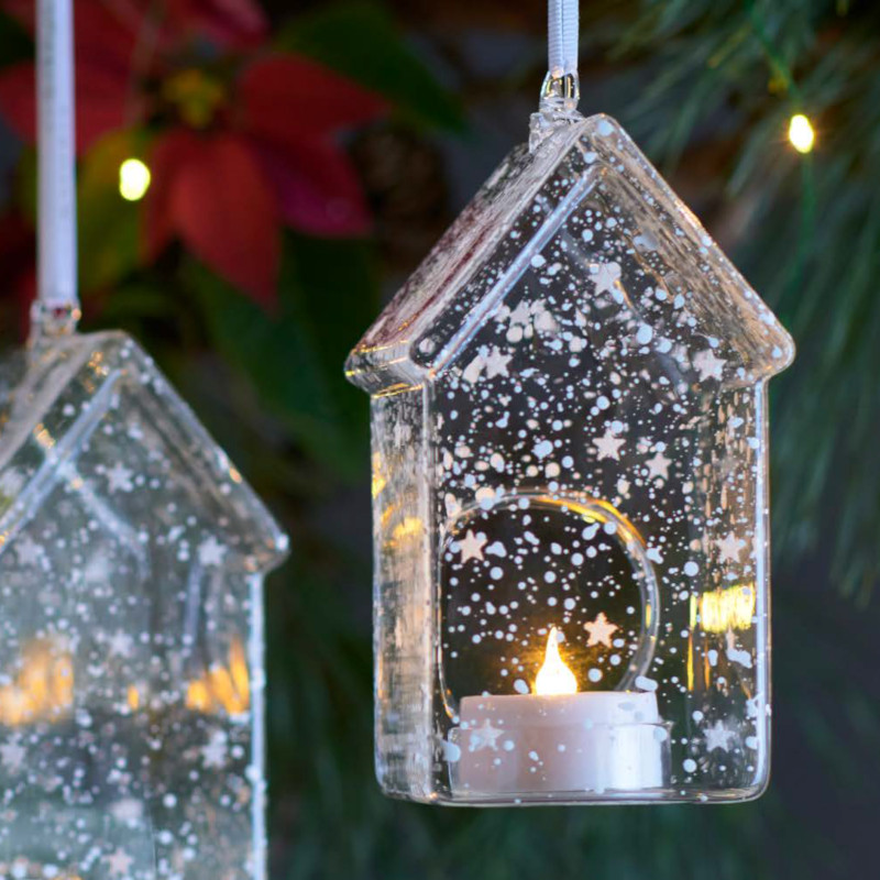 SIRIUS ゆらめく LED キャンドル クリスマス オーナメント ロマンティック ハウス 13cm 2個セット ガラス 北欧 デンマーク