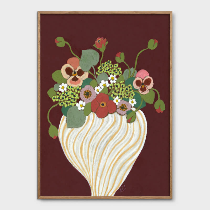 デンマーク王国 THE POSTER CLUB 貼り出し Maroon 30x40珊 50x70珊 花 北欧 今めかしい 室内装飾 室内装飾雑貨 栗色 工芸 工芸貼り出し 30 40 50 70 室内装飾貼り出し 図面 絵 飾りつけ nest